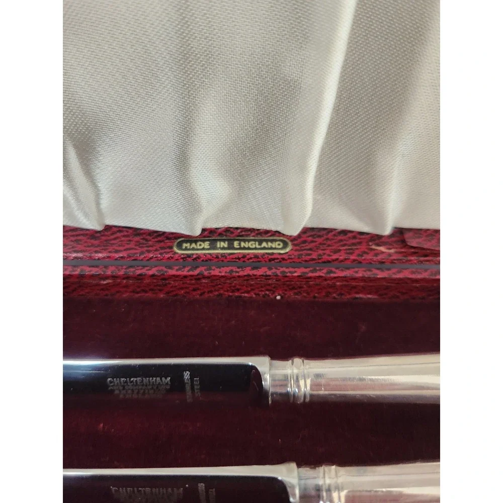 Cheltenham Sheffield England Silverware, Set 6 Knives Knife w/ Box Pistol Handle
